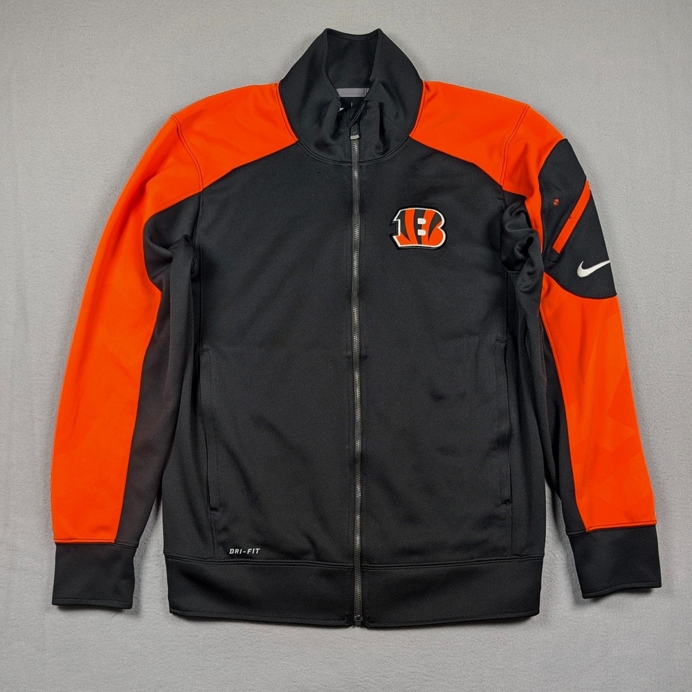 Cincinnati Bengals Track Jacket Mens Small Black Nike On Field Full Zip NFL